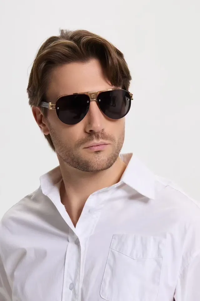 Aviator-Style Gradient Brown Lens Sunglasses 5