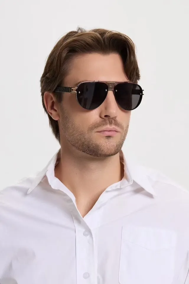Aviator-Style Gradient Brown Lens Sunglasses 8