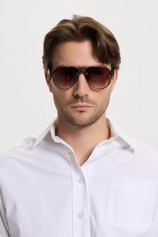 Aviator-Style Gradient Brown Lens Sunglasses 9