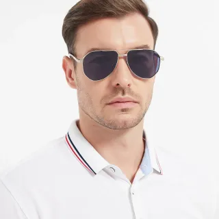Aviator-Style Thin Metal Frame Dark Lens Sunglasses