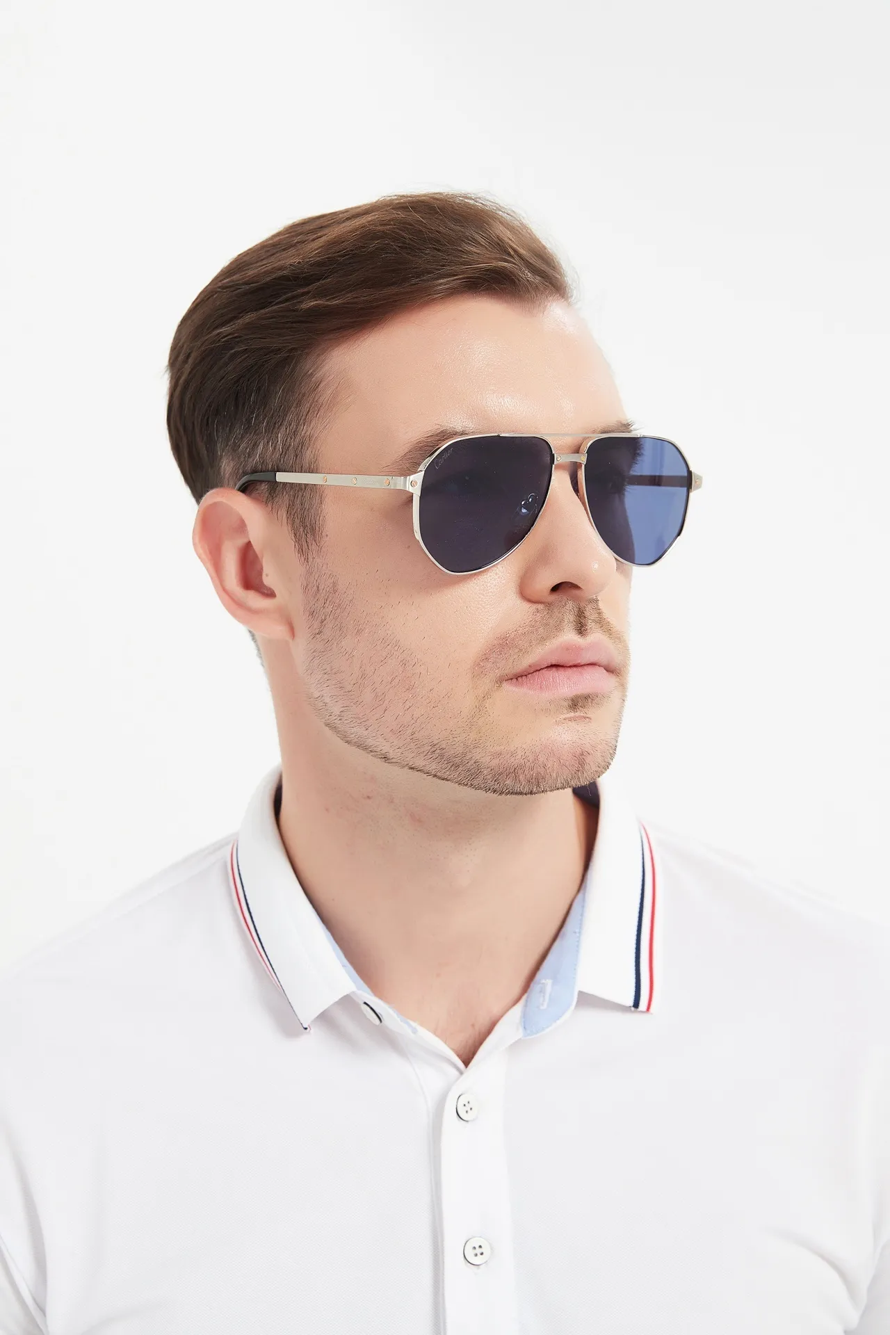 Aviator-Style Thin Metal Frame Dark Lens Sunglasses 6