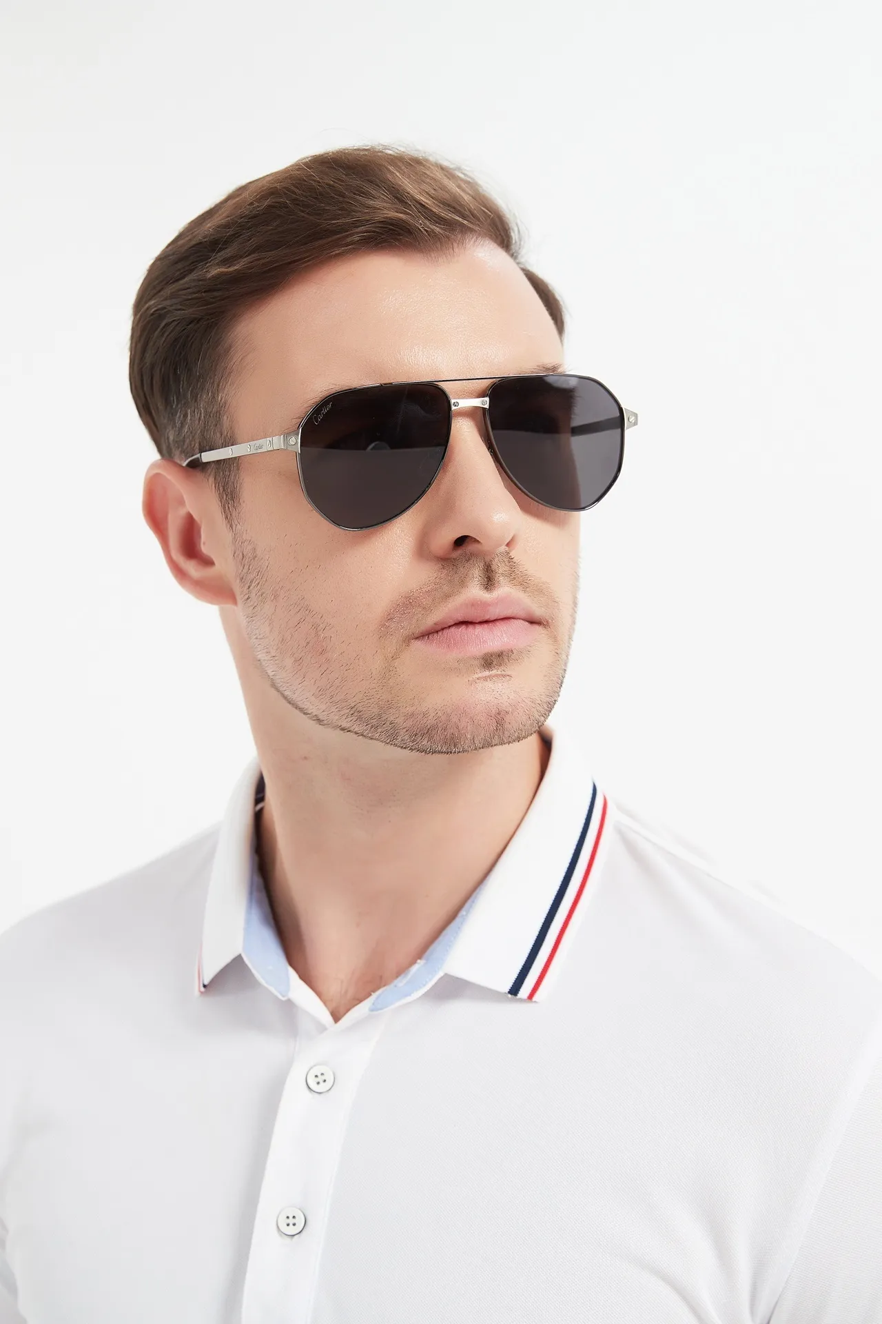 Aviator-Style Thin Metal Frame Dark Lens Sunglasses 8