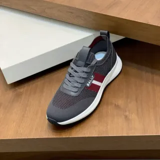 Bally Zapatillas Lifestyle Gris Burdeos Superior Malla Panel Lateral Rayado