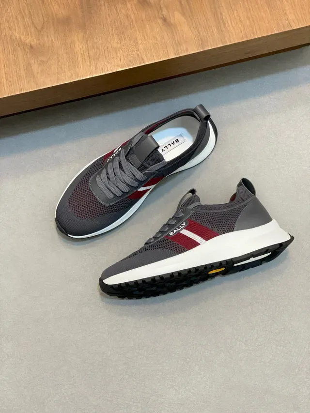 Bally Gray Burgundy Mesh Upper Striped Side Panel Lifestyle Sneakers 6