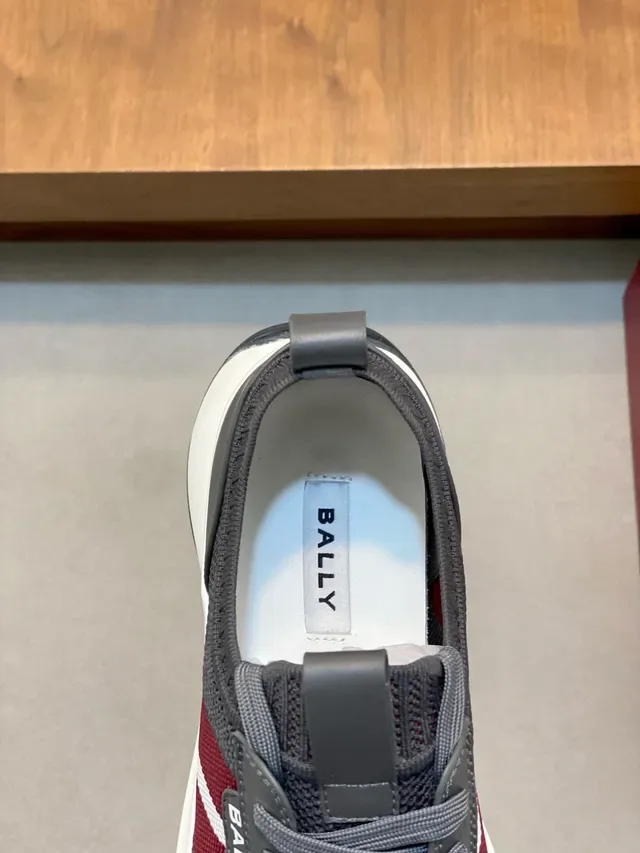 Bally Gray Burgundy Mesh Upper Striped Side Panel Lifestyle Sneakers 7
