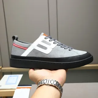 Bally حذاء رياضي ستايل حياة سويد رمادي وجلد أبيض