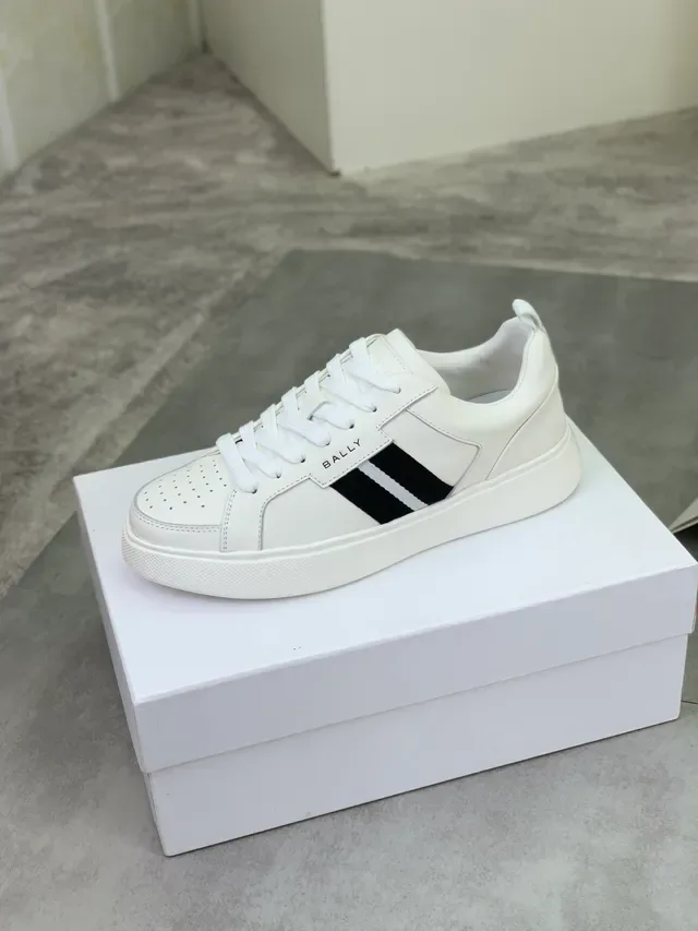 Bally Le City White Black Leather Upper Side Stripe Lifestyle Sneakers 4