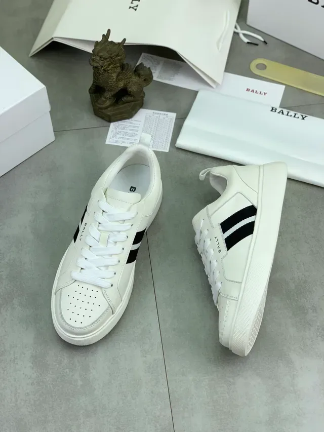 Bally Le City White Black Leather Upper Side Stripe Lifestyle Sneakers 5