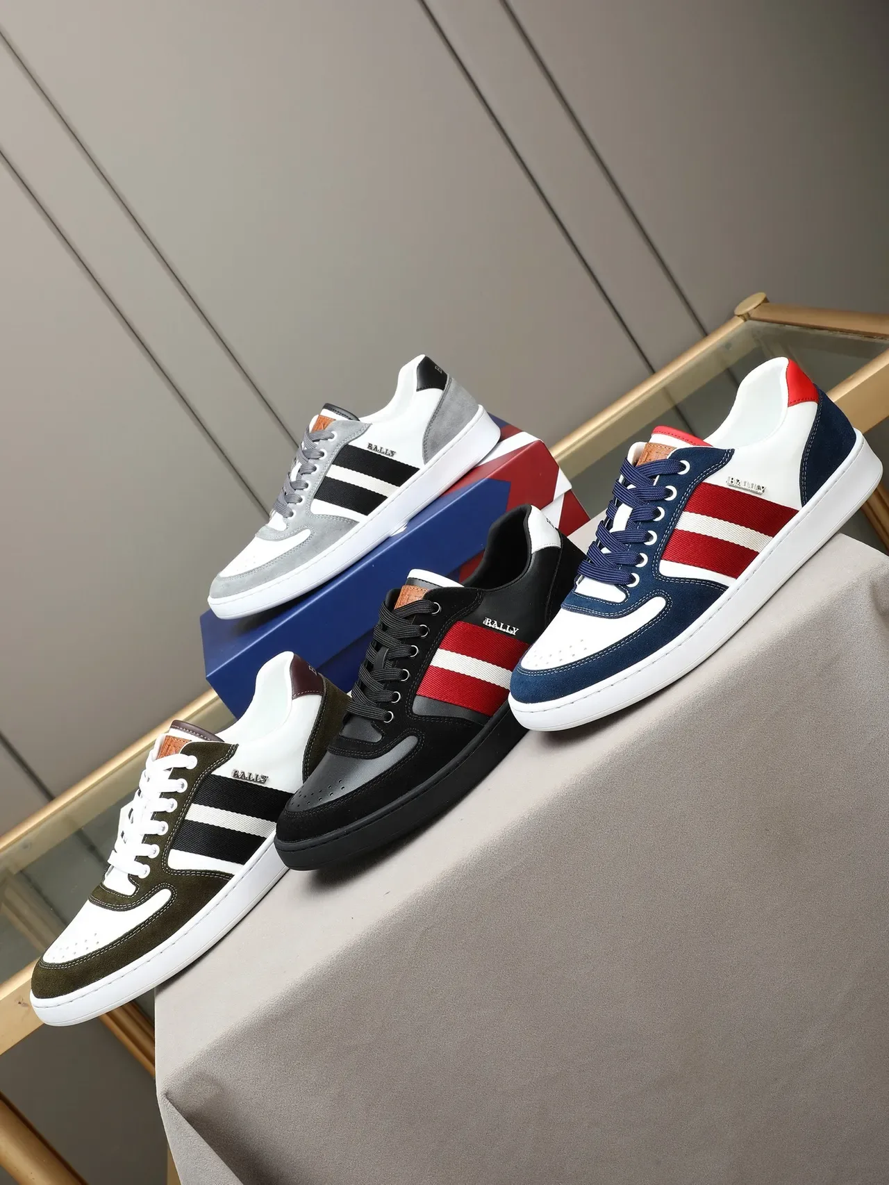Bally Striped Suede and Leather Low-Top Lifestyle Sneaker 2