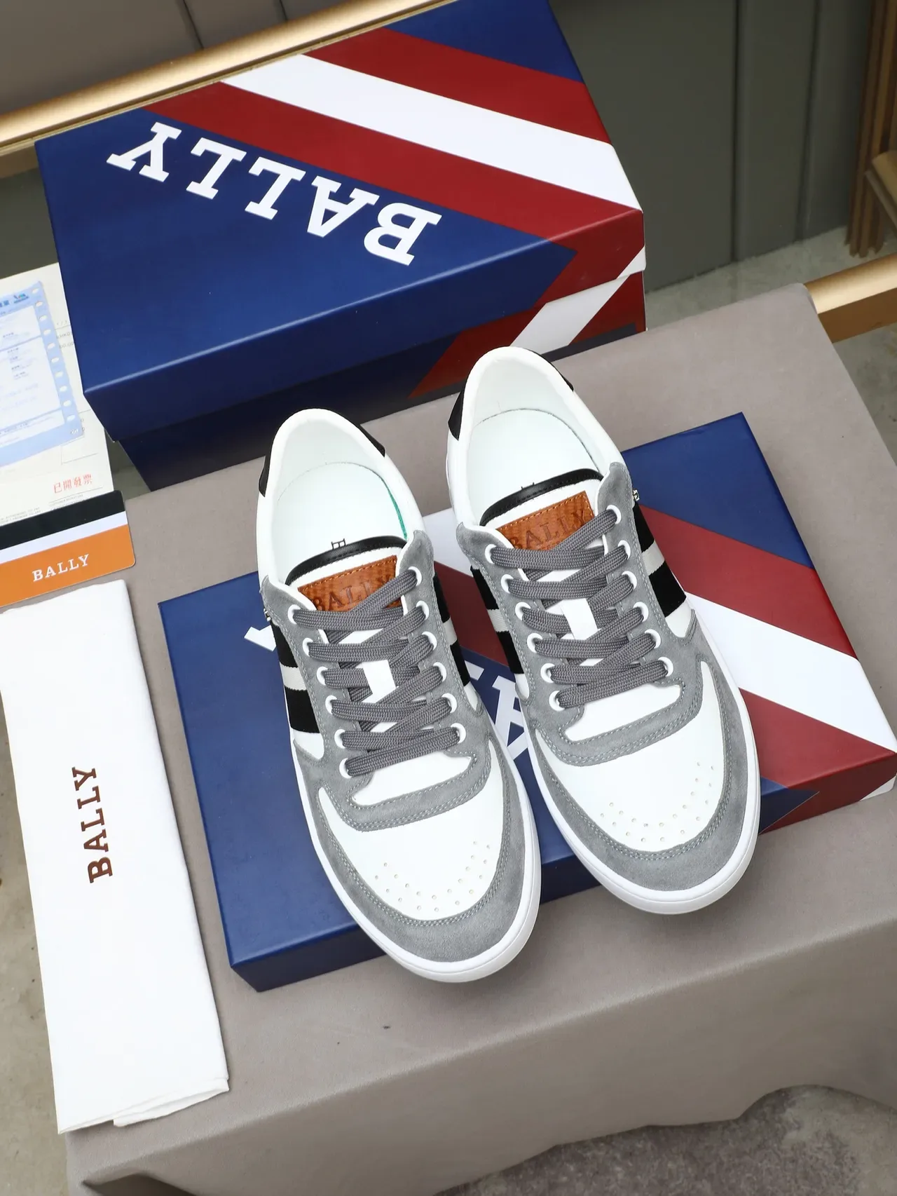 Bally Striped Suede and Leather Low-Top Lifestyle Sneaker 3