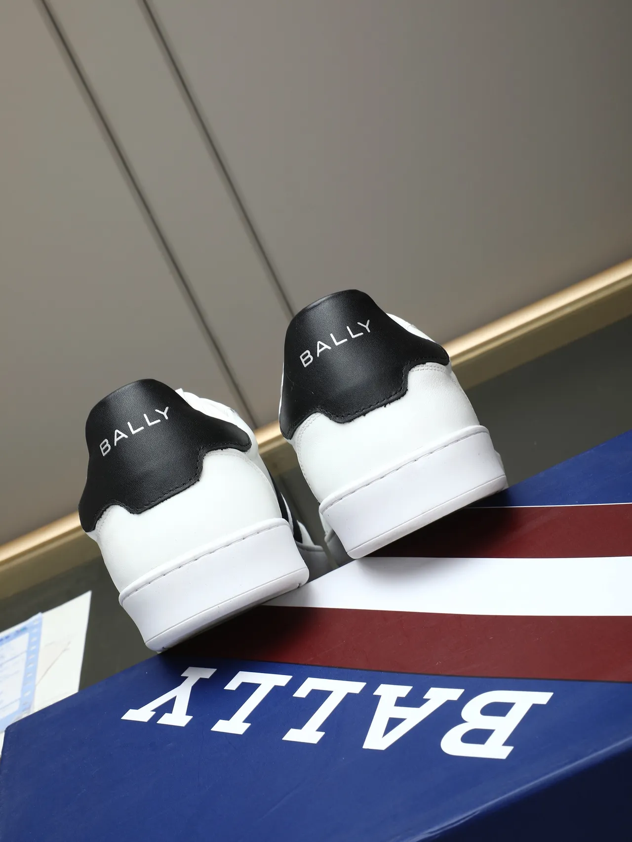 BALLY White Black Leather Upper Three-Stripe Side Panel Lifestyle Sneakers 3