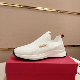 Bally أبيض أحمر محبوك سهل الارتداء أحادي اللون أسلوب حياة سنيكرز