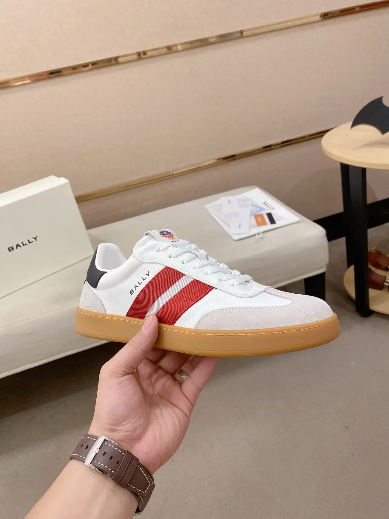 Bally White Red Navy Gum Lifestyle Sneakers 4