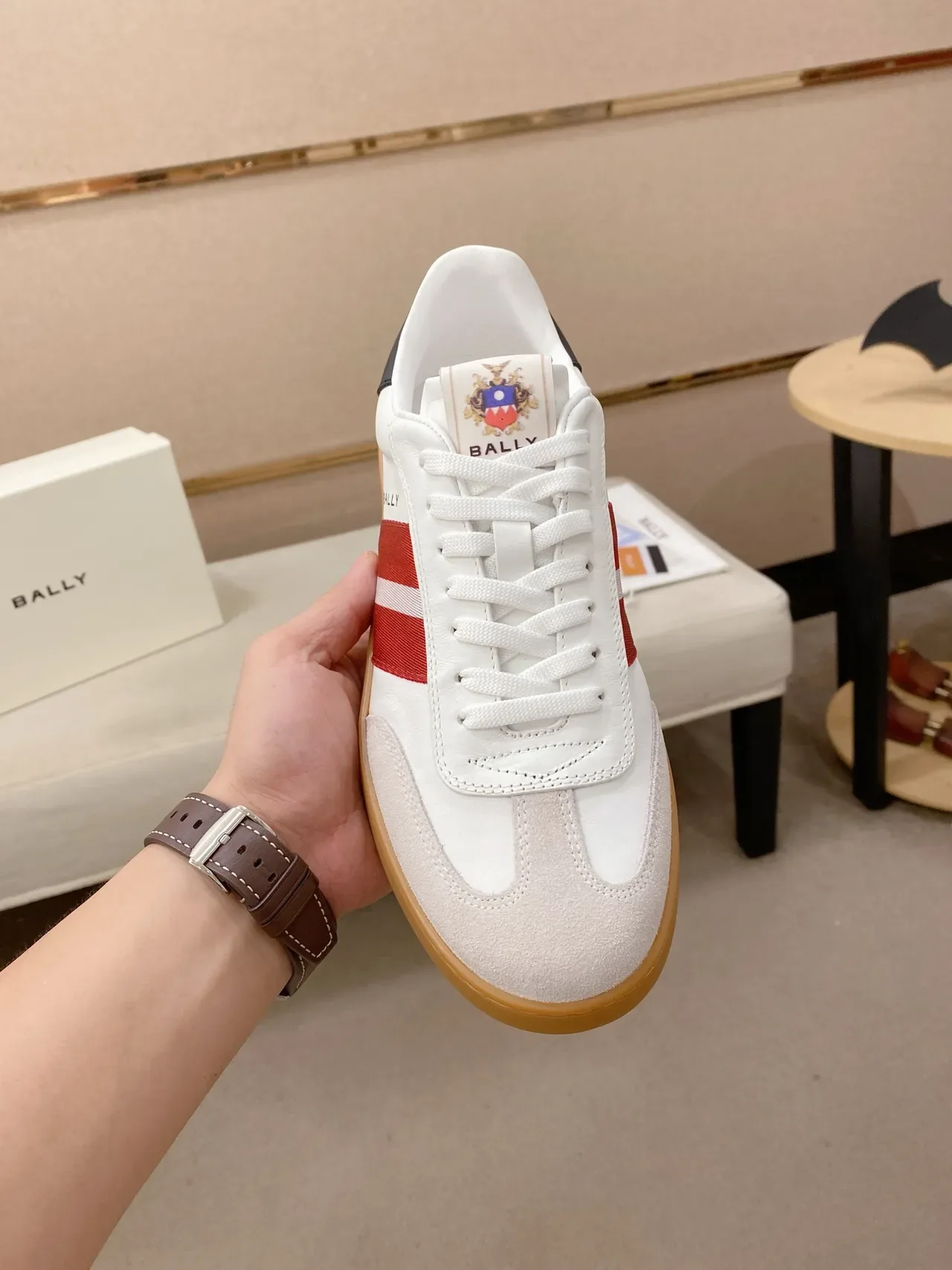 Bally White Red Navy Gum Lifestyle Sneakers 5