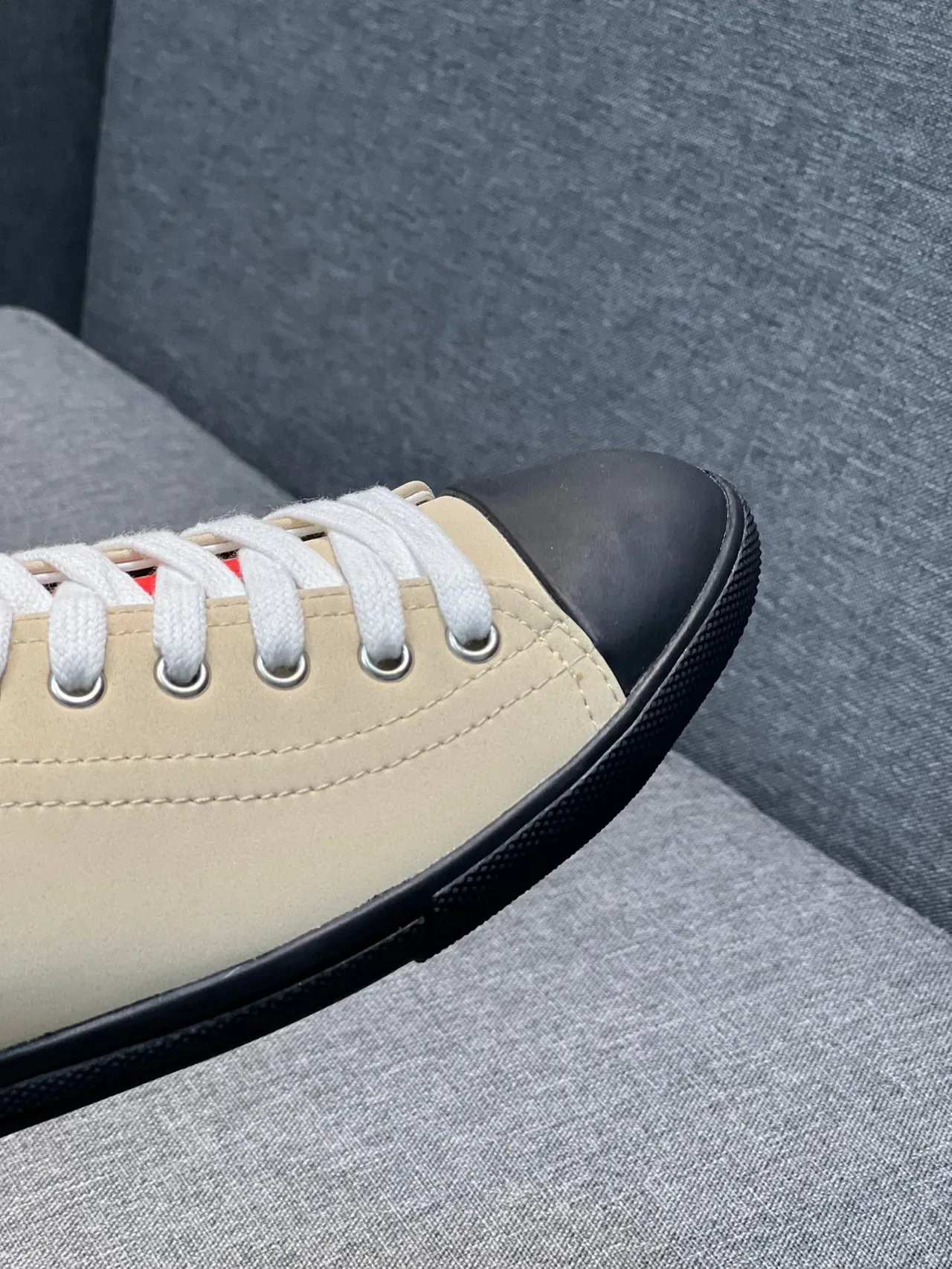 Beige and Black Lace-Up Low-Top Casual Shoe 3