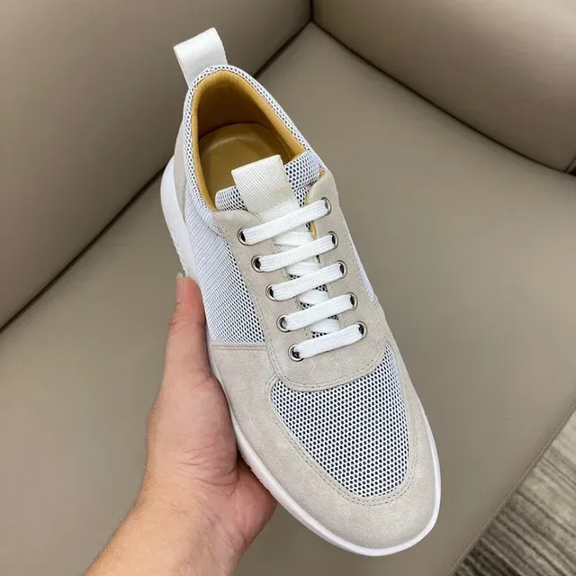 Beige and Gray Mesh-Suede Hybrid Low-Top Casual Sneaker 4