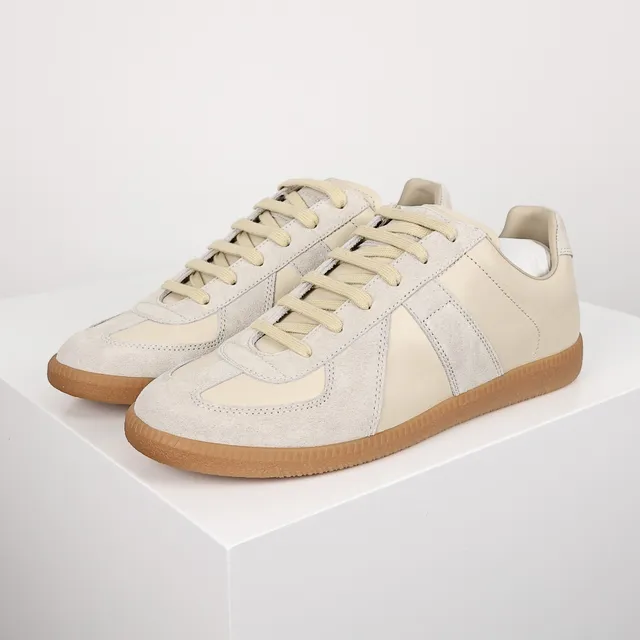 Beige and Gray Two-Tone Suede Leather Low-Top Casual Sneaker 2