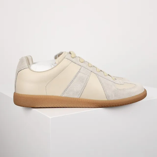 Beige and Gray Two-Tone Suede Leather Low-Top Casual Sneaker 3