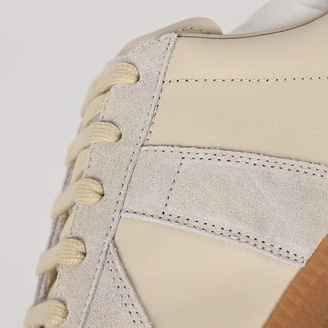 Beige and Gray Two-Tone Suede Leather Low-Top Casual Sneaker 6