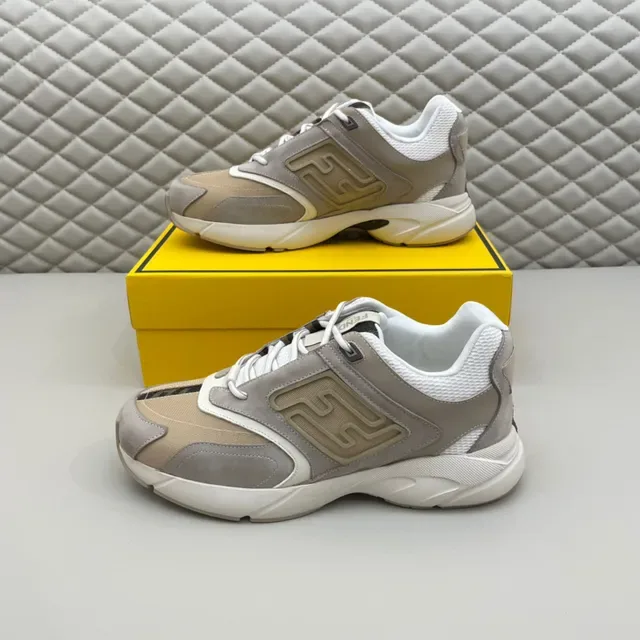 Beige and Olive Logo Panel Lifestyle Sneaker 5