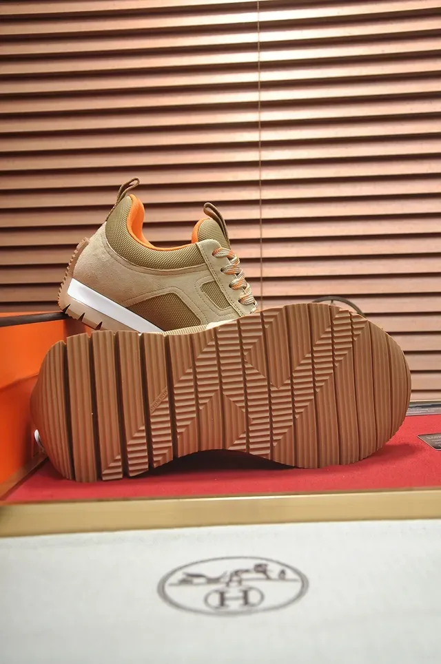 Beige and Orange Panelled Suede-Mesh Lifestyle Sneaker 3