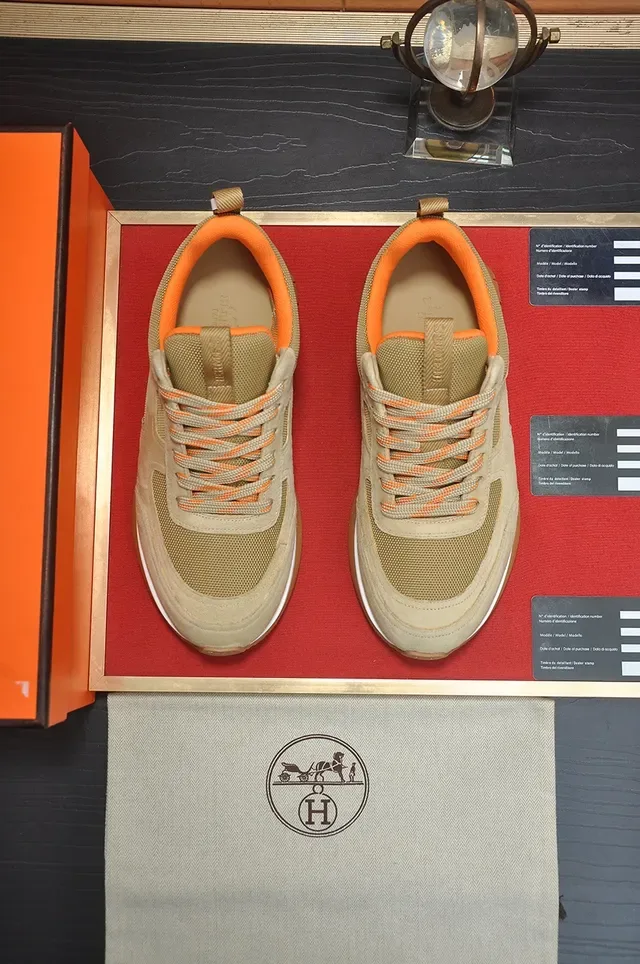 Beige and Orange Panelled Suede-Mesh Lifestyle Sneaker 5