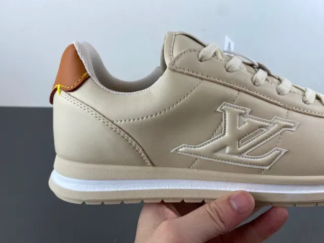 Beige and Tan Monogrammed Retro Low-Top Sneaker 3