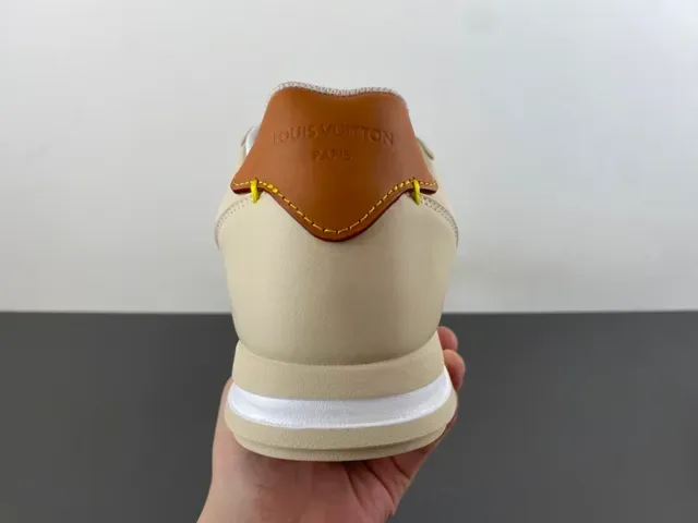 Beige and Tan Monogrammed Retro Low-Top Sneaker 4