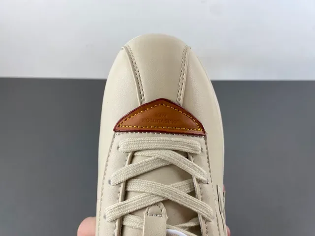 Beige and Tan Monogrammed Retro Low-Top Sneaker 5
