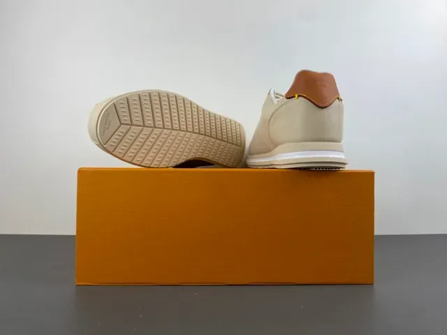 Beige and Tan Monogrammed Retro Low-Top Sneaker 16