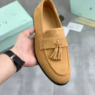 米色黑色流苏带羊皮鞋面乐福鞋