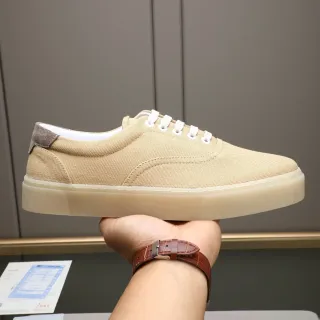 Beige Brown Upper Suede Heel Tab Canvas Shoes