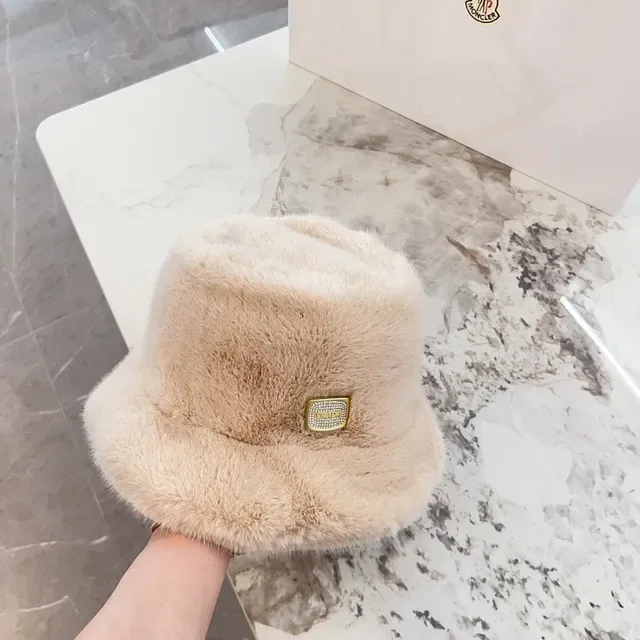 Beige Faux Fur Embellished Bucket Hat 9