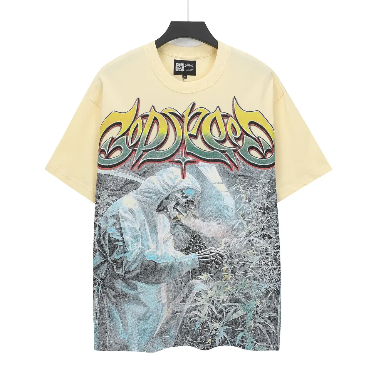 Beige Multicolor Oversized Fit Full-Front Graphic Print T-Shirt 2