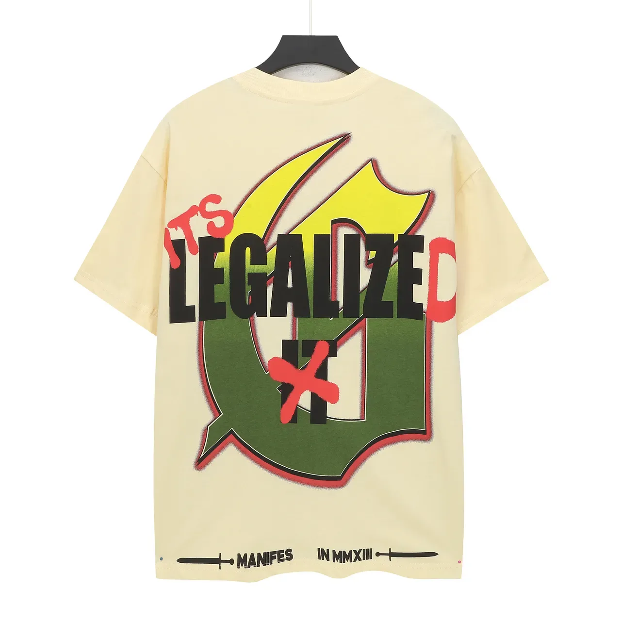 Beige Multicolor Oversized Fit Full-Front Graphic Print T-Shirt 3