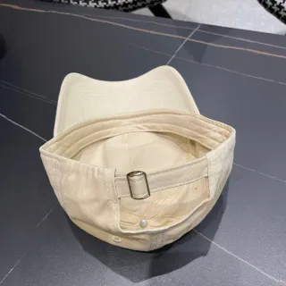 Beige Six-Panel Pre-Curved Brim Baseball Cap