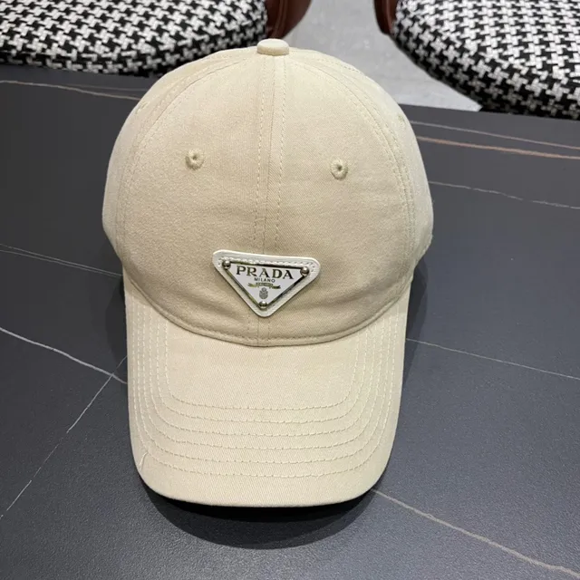 Beige Six-Panel Pre-Curved Brim Baseball Cap 3