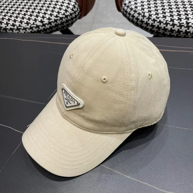 Beige Six-Panel Pre-Curved Brim Baseball Cap 4