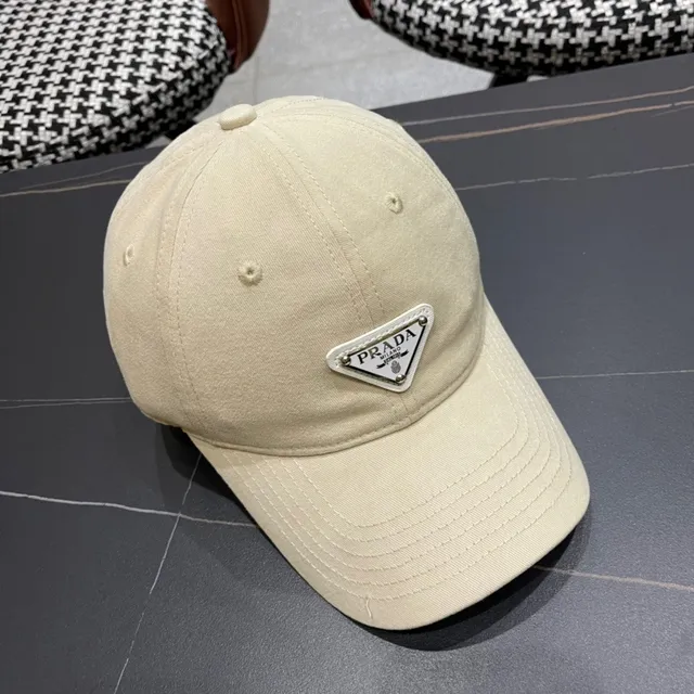 Beige Six-Panel Pre-Curved Brim Baseball Cap 5