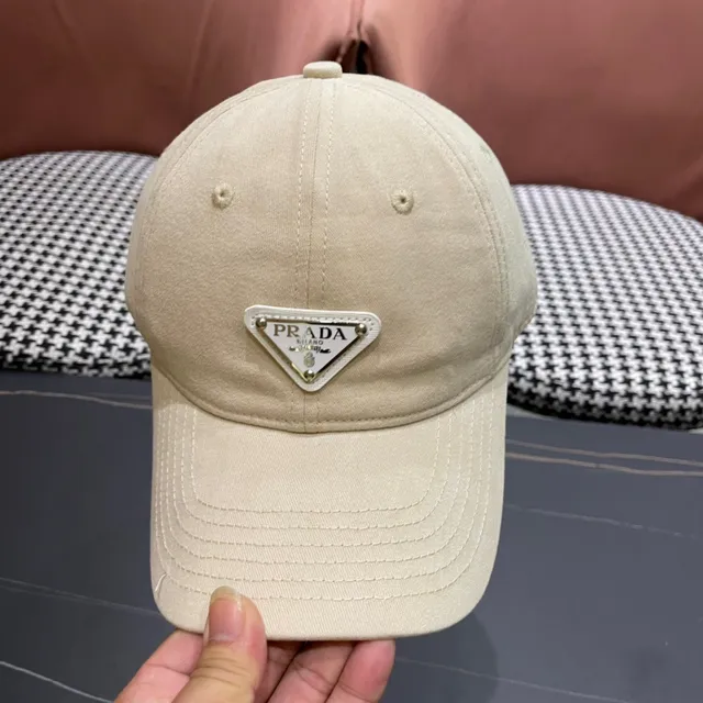 Beige Six-Panel Pre-Curved Brim Baseball Cap 6