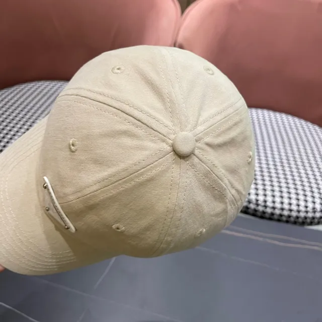 Beige Six-Panel Pre-Curved Brim Baseball Cap 9