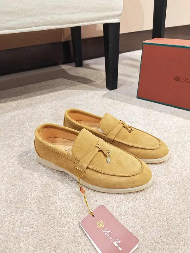 Beige White Suede Tassel Strap Loafer 4