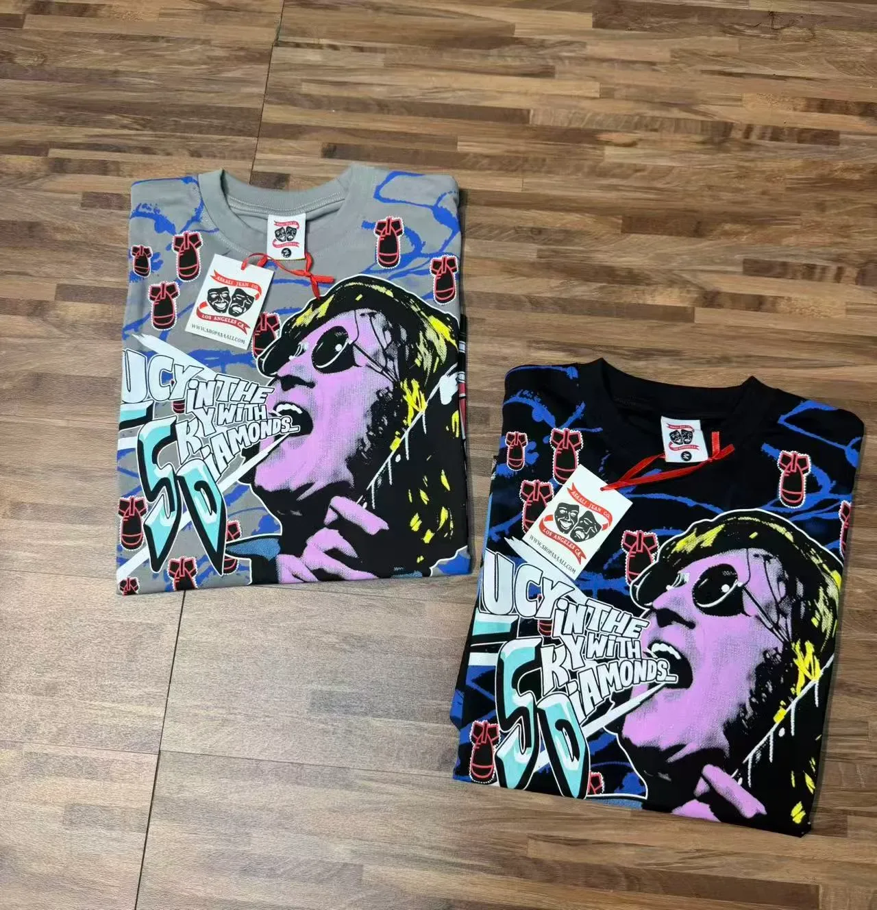 Black and Blue Splatter Graphic Print Oversized T-Shirt 4