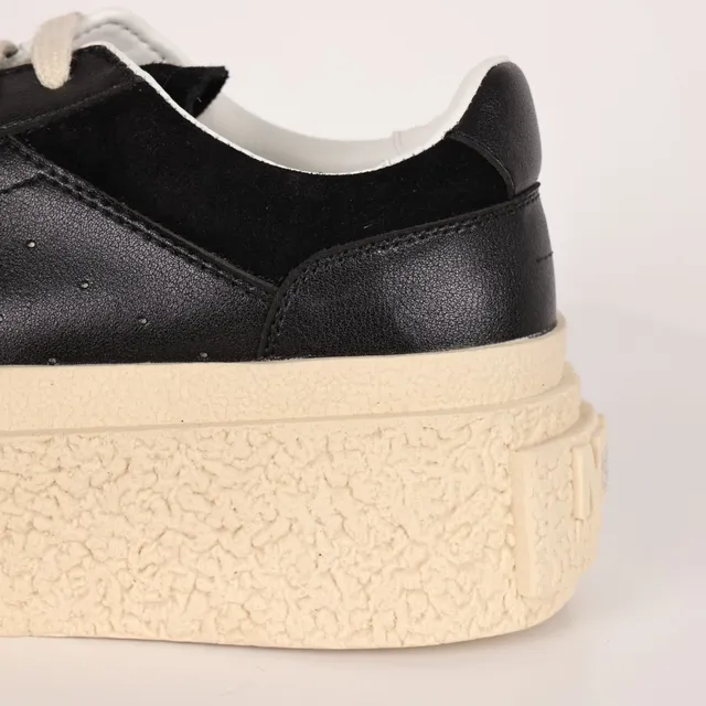 Black and Cream Textured Platform Chunky Sneakers 4