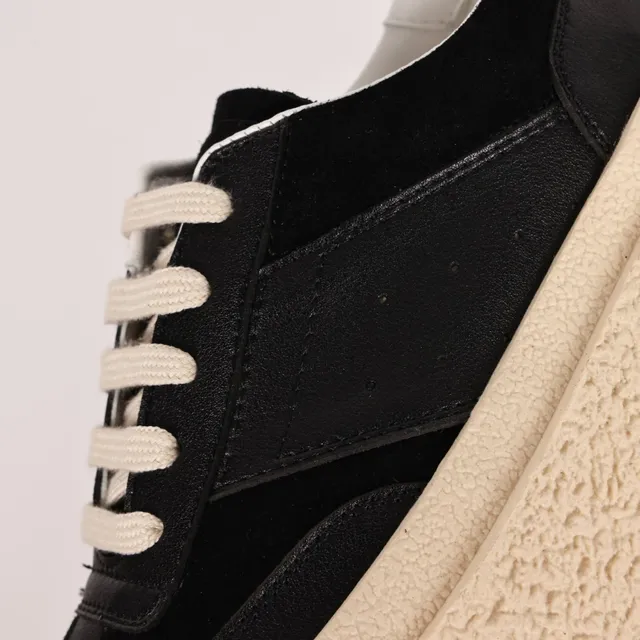 Black and Cream Textured Platform Chunky Sneakers 6