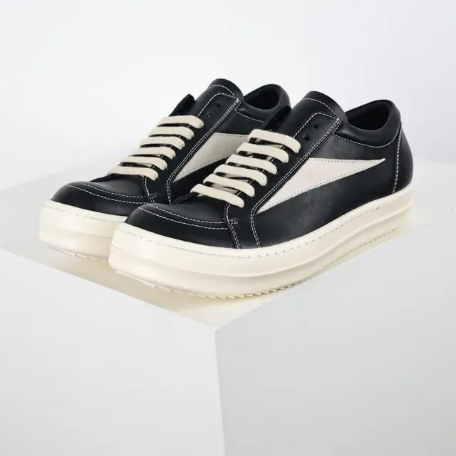 Black and Off-White Platform Leather Sneaker 2