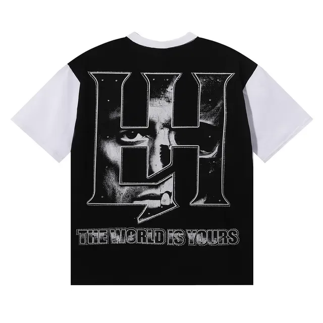 Black and White Contrast Sleeve Graphic Print Ringer T-Shirt 2