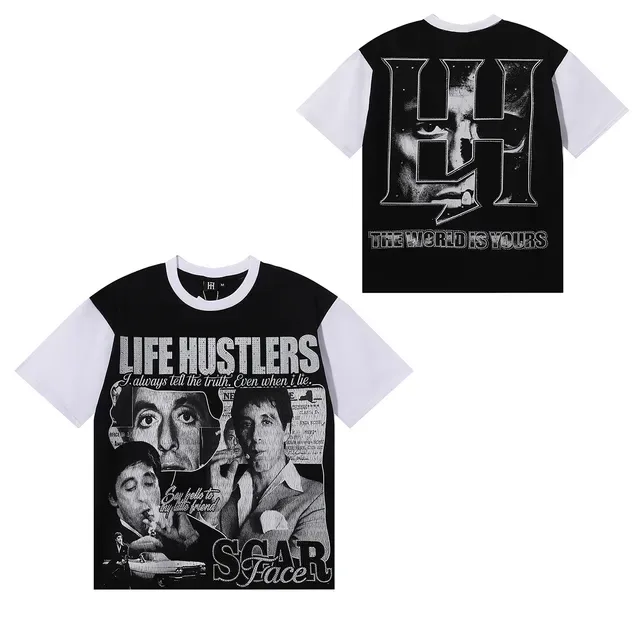 Black and White Contrast Sleeve Graphic Print Ringer T-Shirt 4