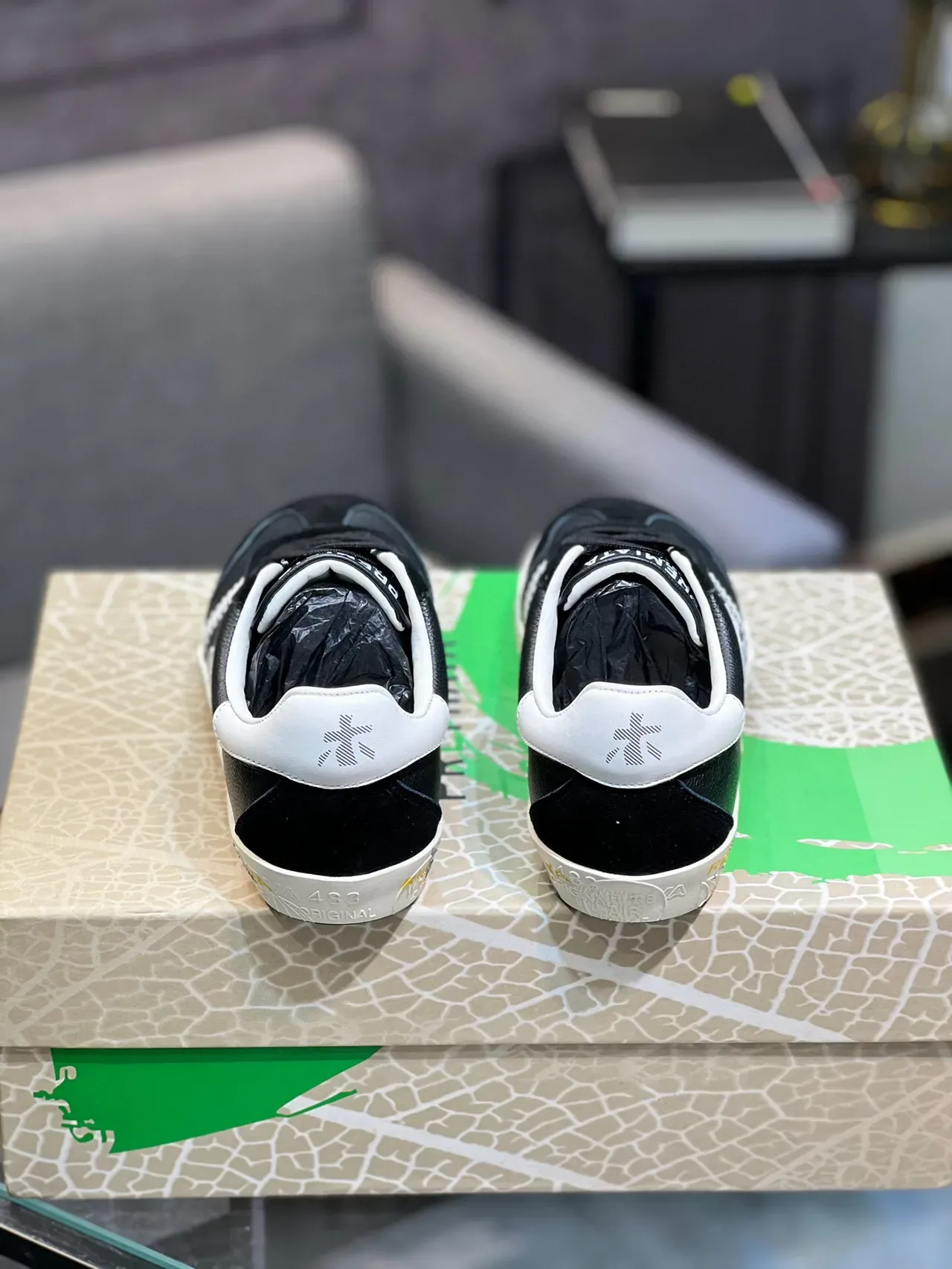 Black and White Graphic-Print Lifestyle Sneaker 7