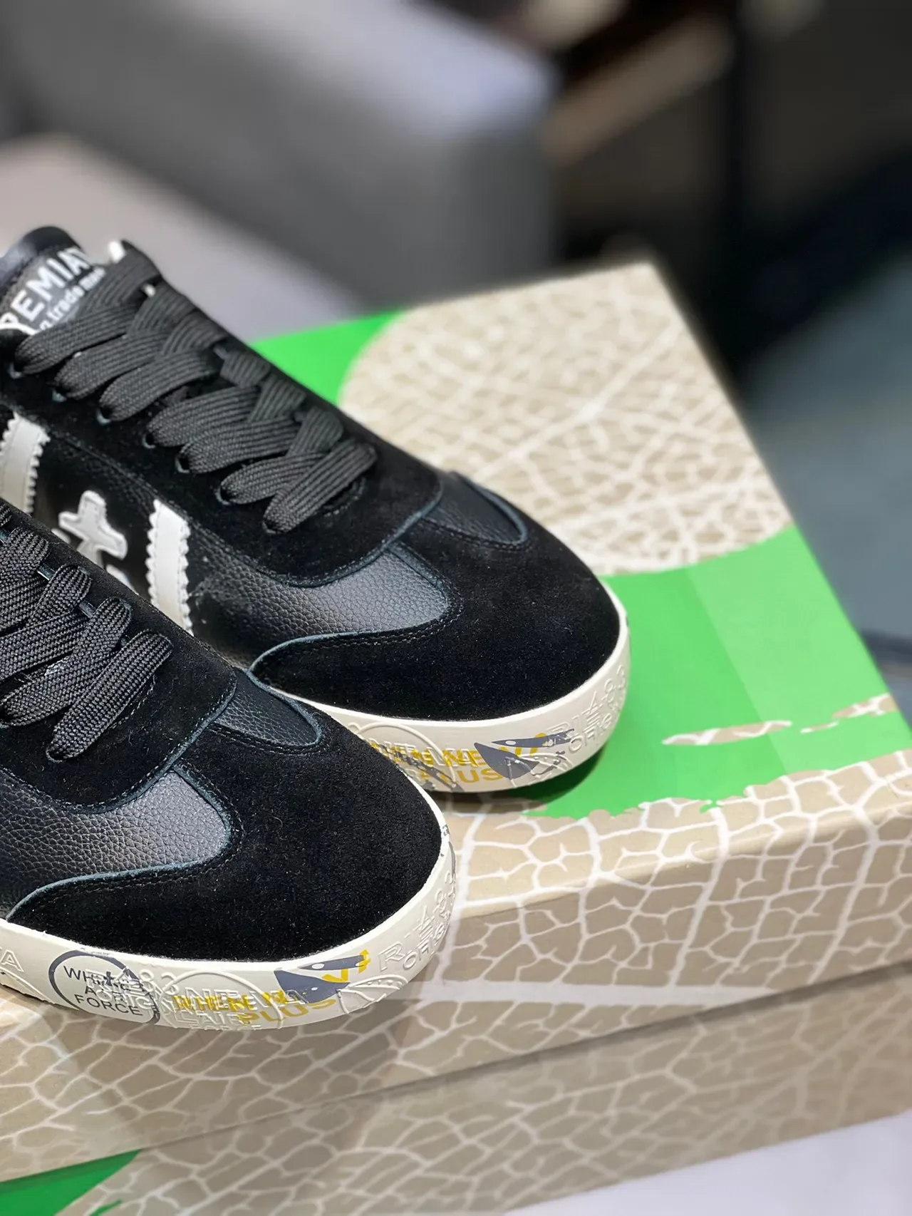 Black and White Graphic-Print Lifestyle Sneaker 8